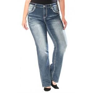 NEW GRACE IN LA women's straight leg jeans in denim